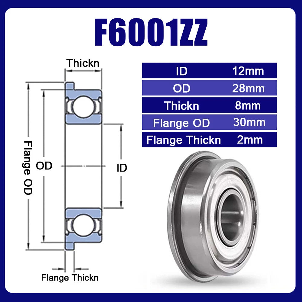 F6000 to F6010 RS or ZZ Bearing Steel Micro Double Shielded Flange Ball Bearings