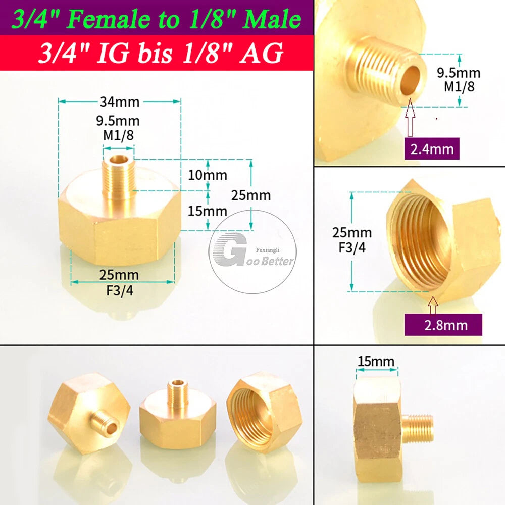 BSPT Reducing Adapter Fittings — Brass Female to Male, 1/8" to 2"