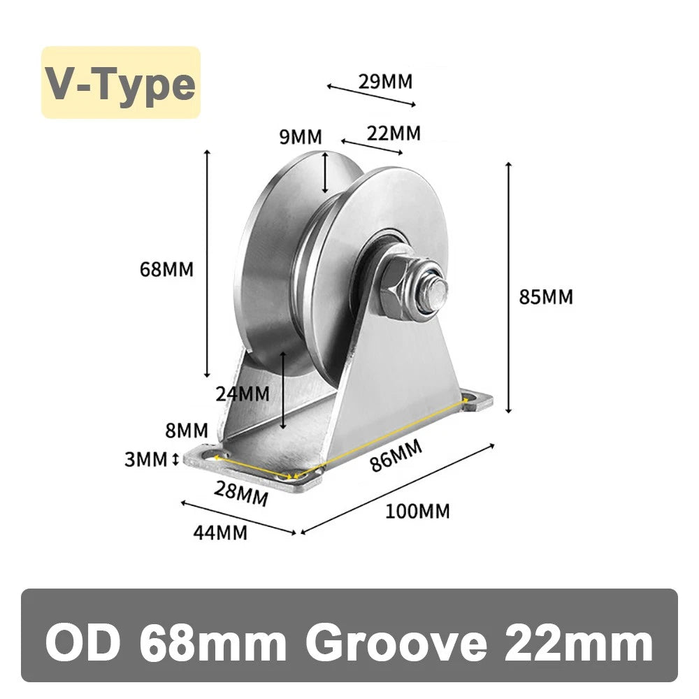 Stainless Steel Pulley U V H Groove Shape Roller Wheels Idler Pulley Wheel Large