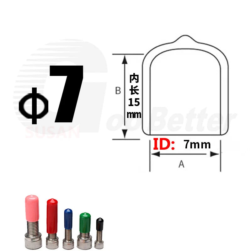 PVC End Caps for Screws, Bolts & Rods – Thread Protector Covers, 1.3–90mm, Black