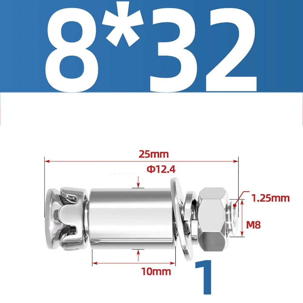 M6 M8 Stainless Steel Expansion Bolts for Marble & Concrete — 304 / 201 SS, 20–40mm