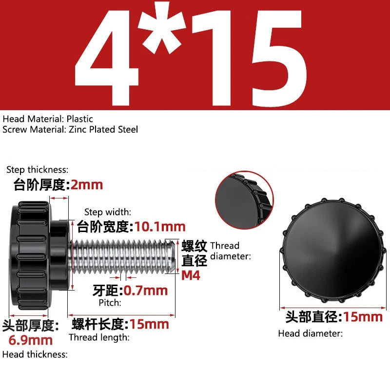 M3-M8 A2/304 Stainless Steel Plastic Knob Thumb Screws Hand Twist DIY Machinery