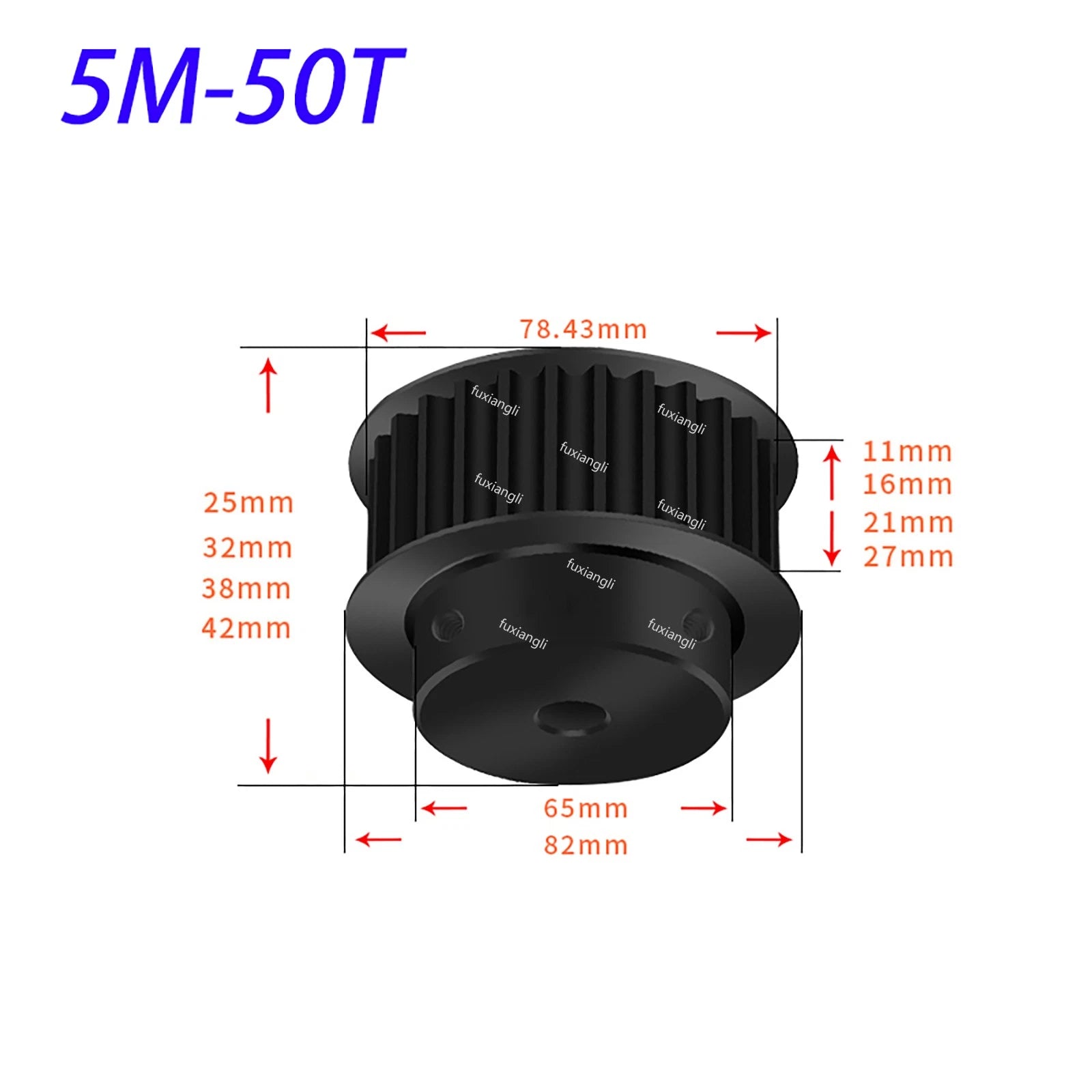 HTD-5M 15T-72T Timing Belt Pulleys Pitch 5mm Width 16mm BF With Keyway 45# Steel
