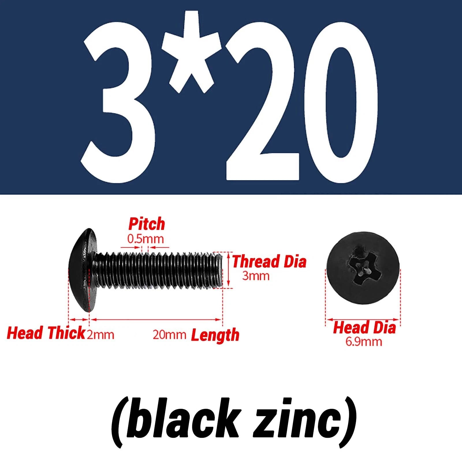 M2–M6 Pan Head Self‑Tapping Sheet Metal Screws – Black Oxide Carbon Steel