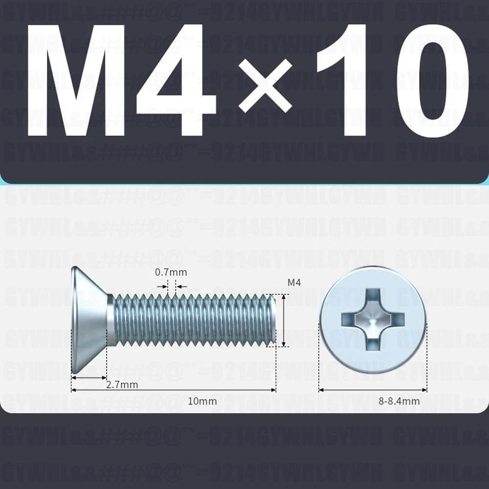 M3–M12 Zinc Plated Phillips Countersunk Machine Screws DIN 965 | Flat Head Bolts
