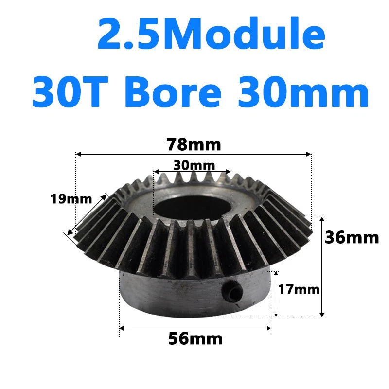 Bevel Gear 3 Module Ratio 1:1 Teeth 20 30 Bore Dia 14mm 15mm 16mm 17mm 18mm-50mm