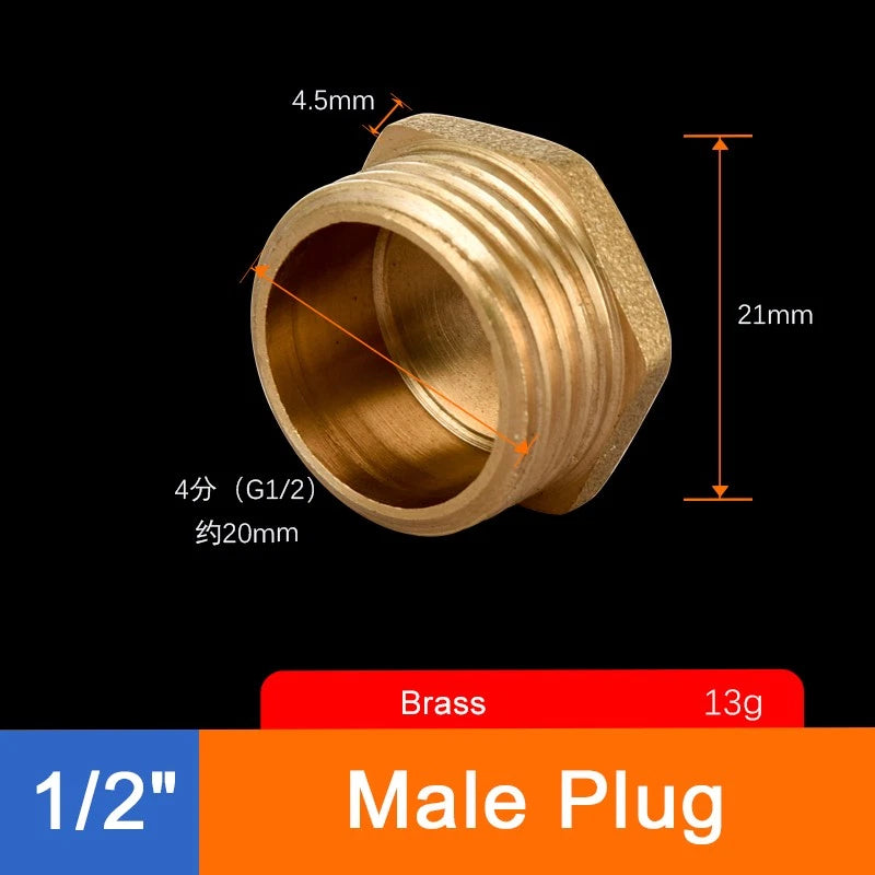 Brass Threaded Pipe Fittings 1/2" & 3/4" — Tee, Elbow, Joint, Cross, Cap & More