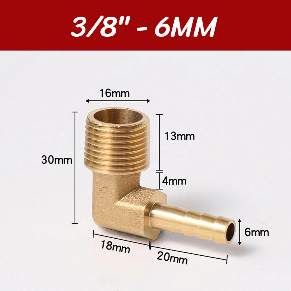 Brass 90° Elbow Barbed Hose Tail Fitting — Male & Female NPT Thread, Air Water