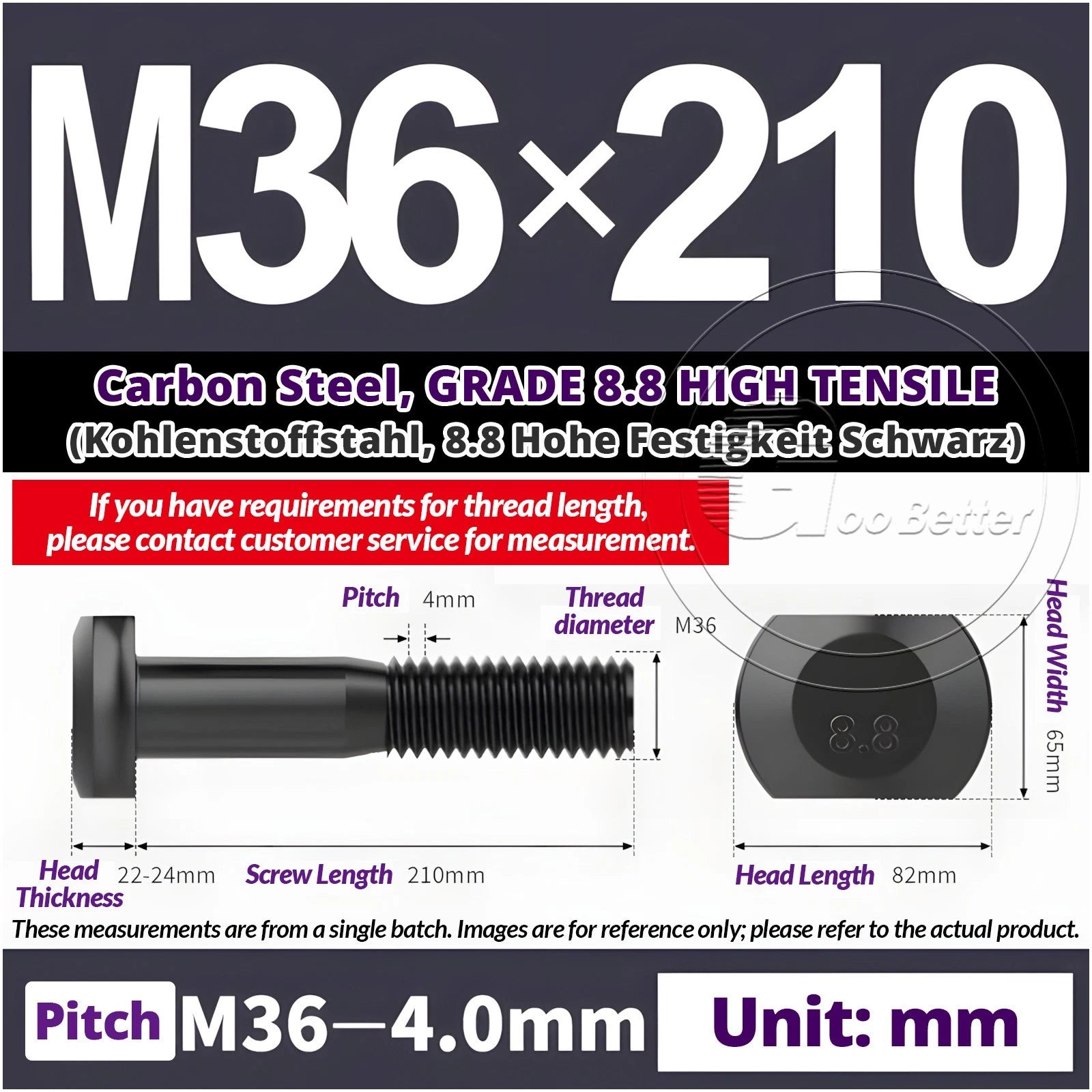 T-Slot Bolts M22 - M42 T Track Bolts 70mm to 500mm Long GRADE 8.8 HIGH TENSILE