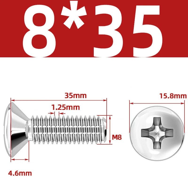 Phillips Oval Head Machine Screws Stainless Steel — M1.6 to M10, All Sizes - HomeDIYer