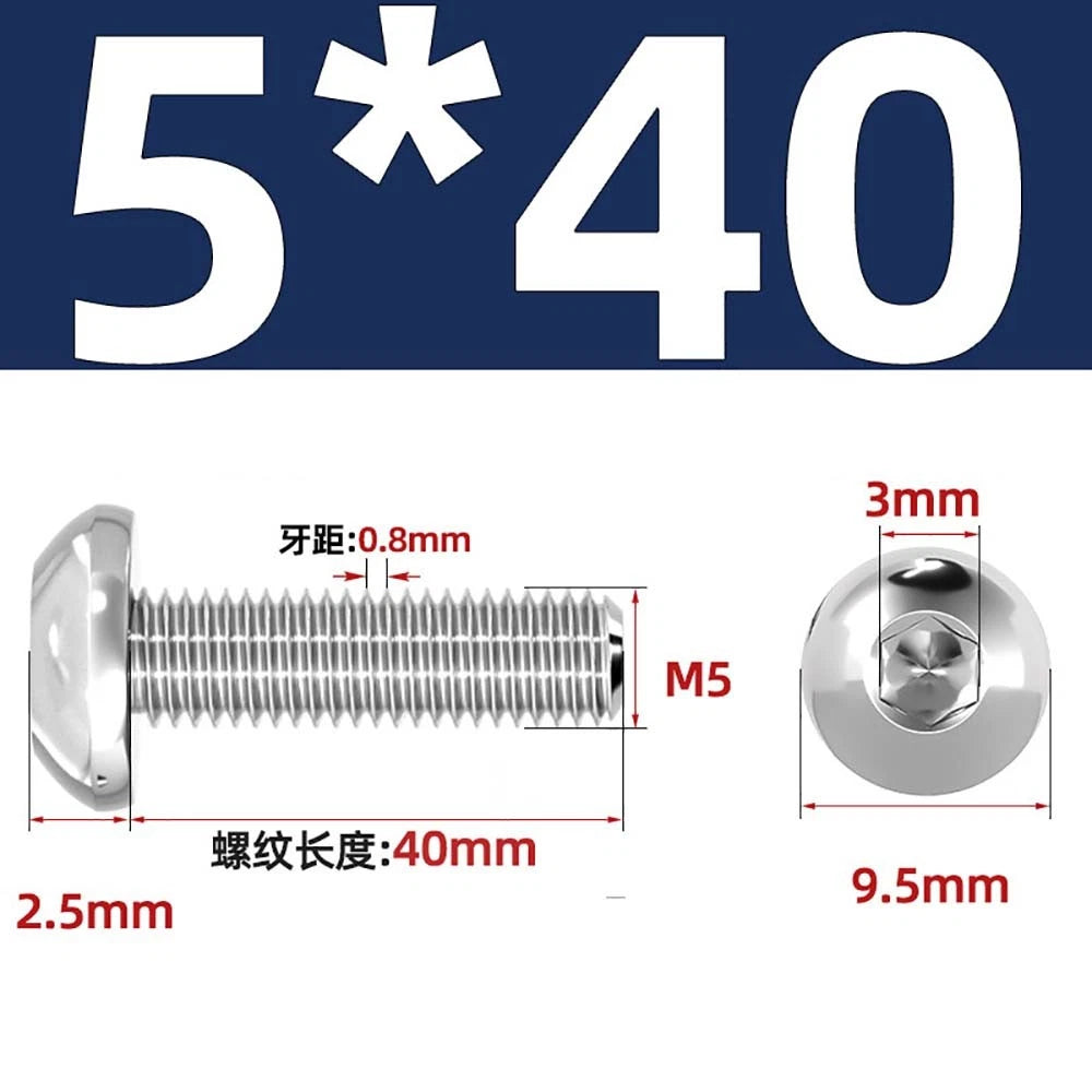 M1.6–M5 A2 Stainless Steel Button Head Socket Cap Screws – Round Pan Head, Hex Drive, Fully Threaded
