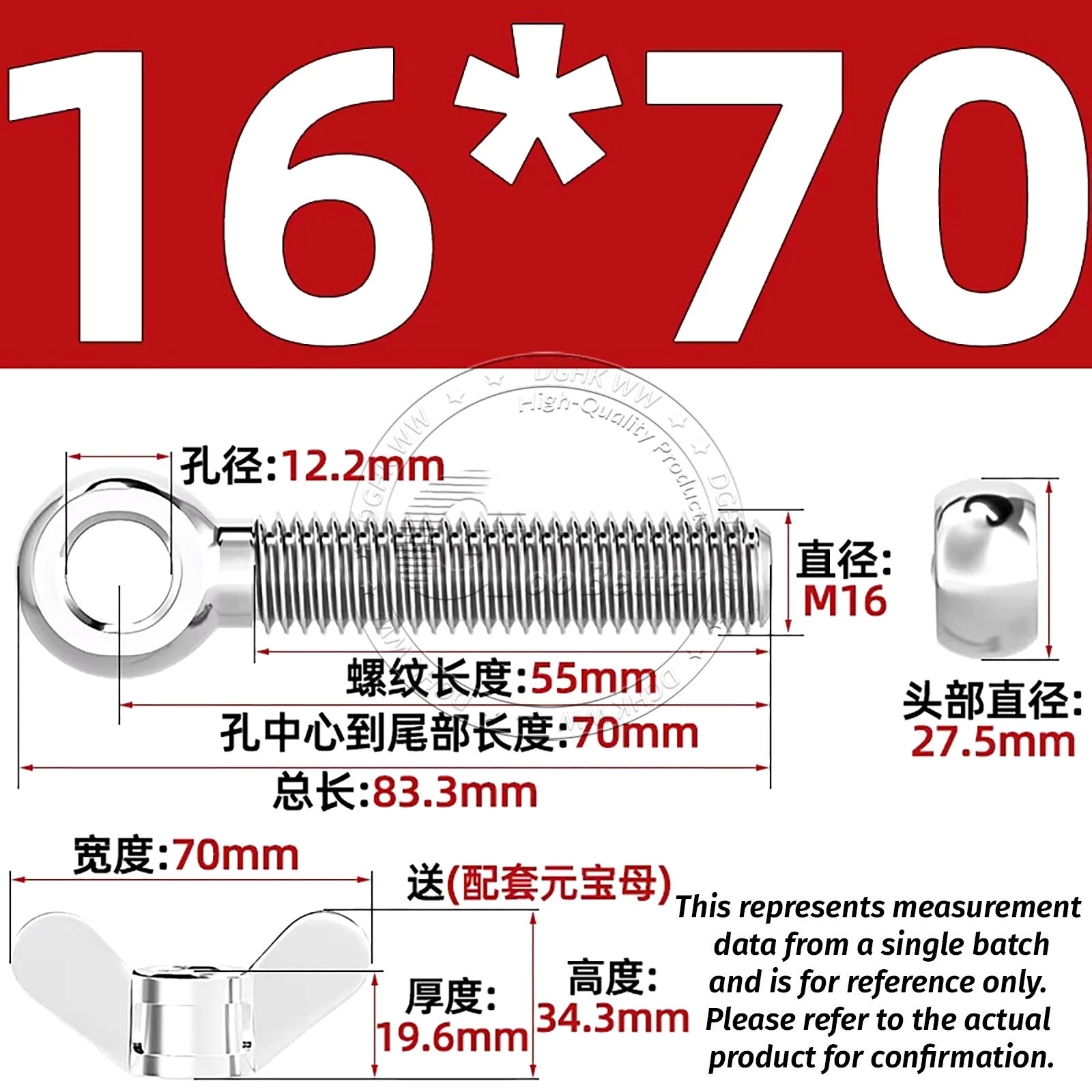 Eye Bolts with Nut — Forged Stainless Steel Threaded Ring Hanging Screws