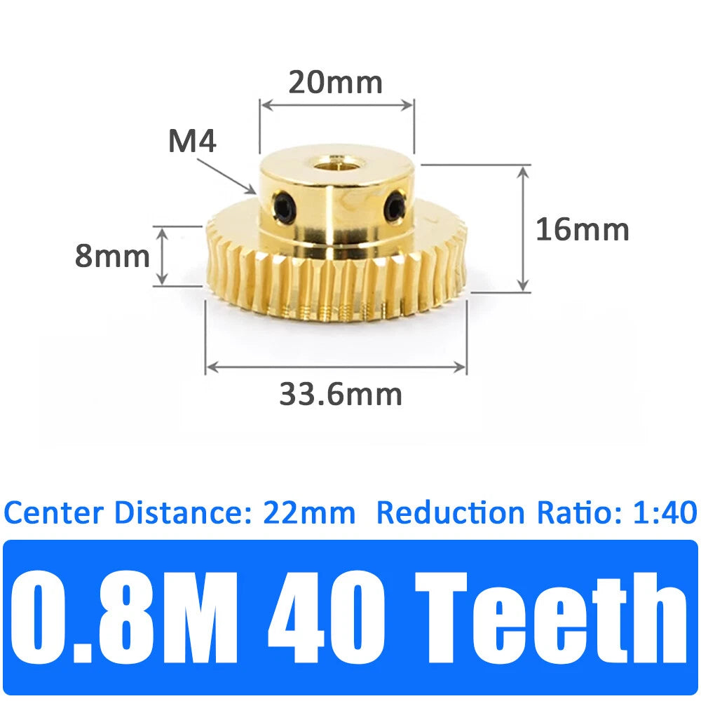 0.5/0.8/1/1.5 Module, 20 to 60 Teeth, Brass Worm Wheel Gear Shaft Hole 4mm-12mm