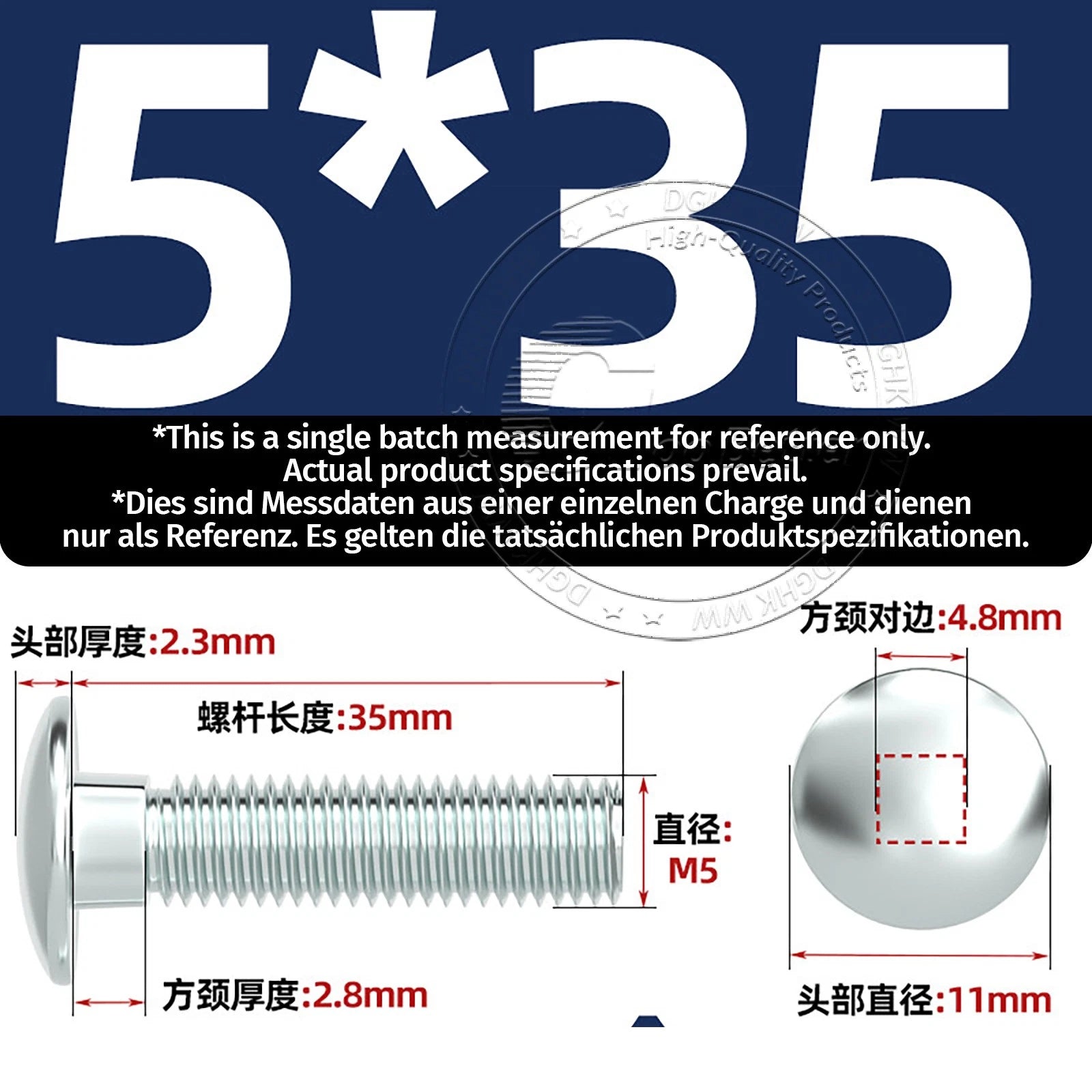 M4–M12 Zinc-Plated Cup Square Carriage Bolts with Flange Nuts | 8–150mm
