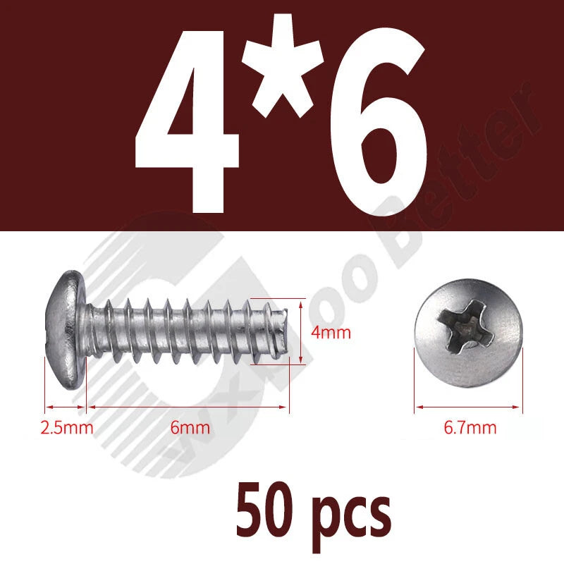 Pan Head Sheet Metal Screws Metric M1~M6 A2 Stainless Steel Sheet Metal Screws