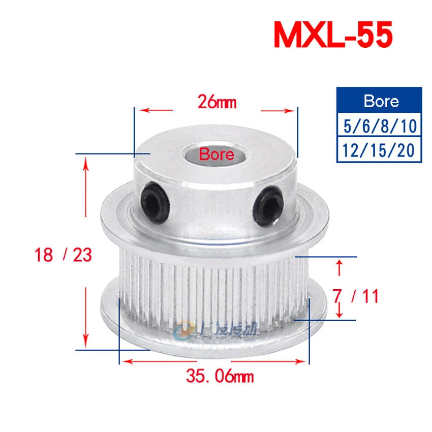 MXL 14-60T Timing Belt Pulley Pitch 2.032mm CNC Drive Pulleys Tooth Width 7mm