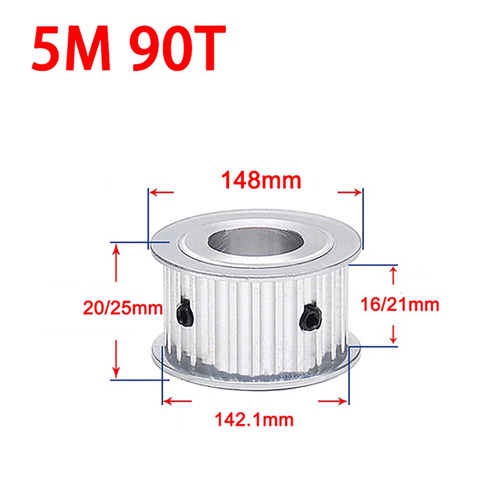 5M Timing Belt Pulley Drive Pulley Through Hole 10T -100 Tooth 21mm Width For 3D