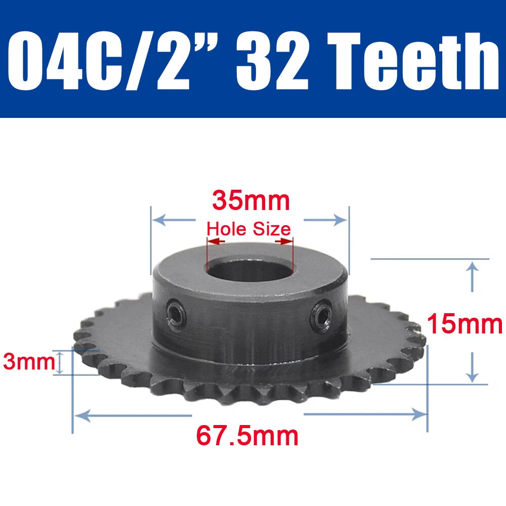 45#Steel Roller Chain Sprocket Wheel 04C Pitch 6.35mm 21~26 Teeth Bore 8~25mm