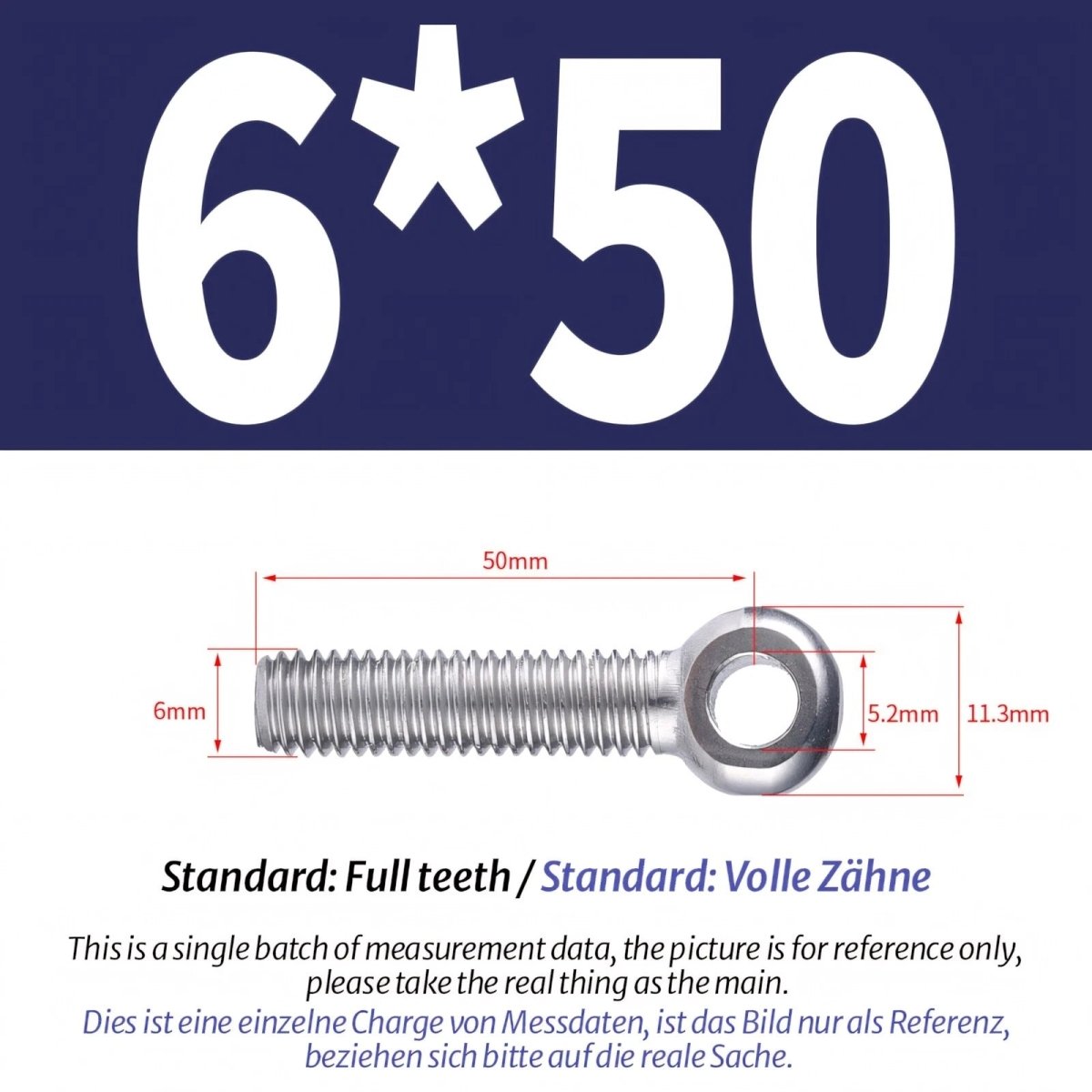 M5 M6 Stainless Steel Eye Bolts — A2 304 Threaded Ring Eyelet Screws for Catenary Wire & Hanging - HomeDIYer
