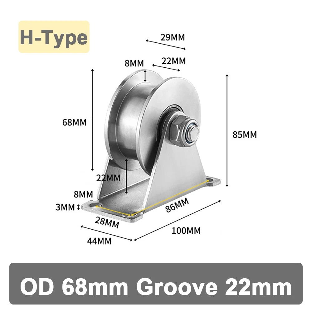 Stainless Steel Pulley U V H Groove Shape Roller Wheels Idler Pulley Wheel Large