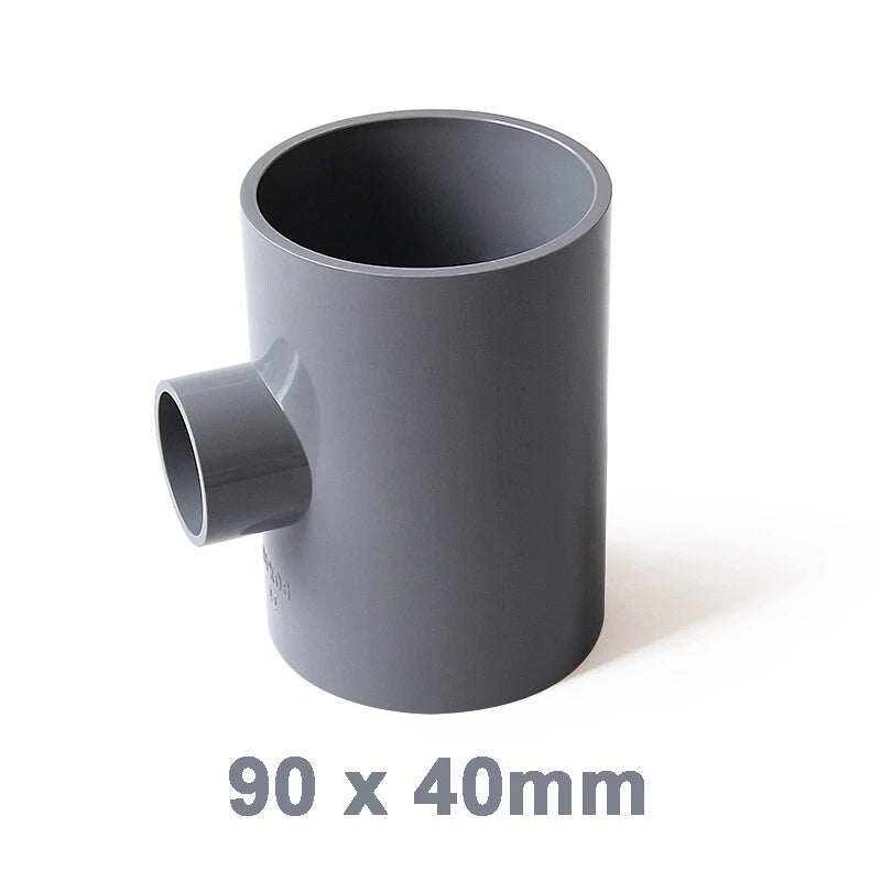 PVC Reducing Tee Pipe & Fittings Solvent Weld Pressure Adapter Connector Grey