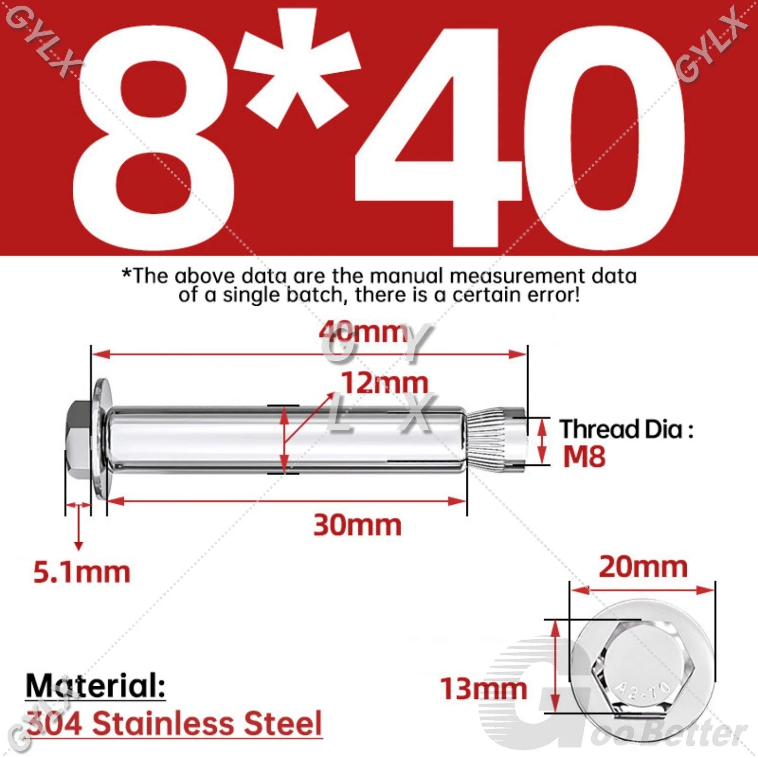 Expansion Anchor Bolts for Masonry — M6 to M16, Stainless Steel & Zinc-Coated