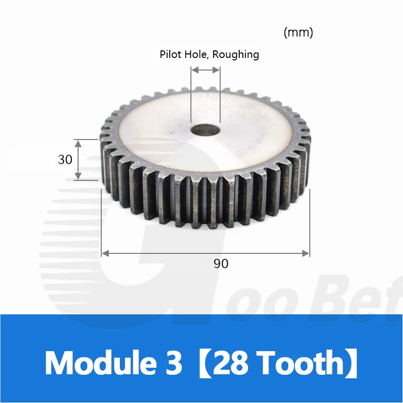 Module 3 Spur Gear C45 Steel 12 - 120 Tooth Hardened Motor Pinion Cogwheel Flat
