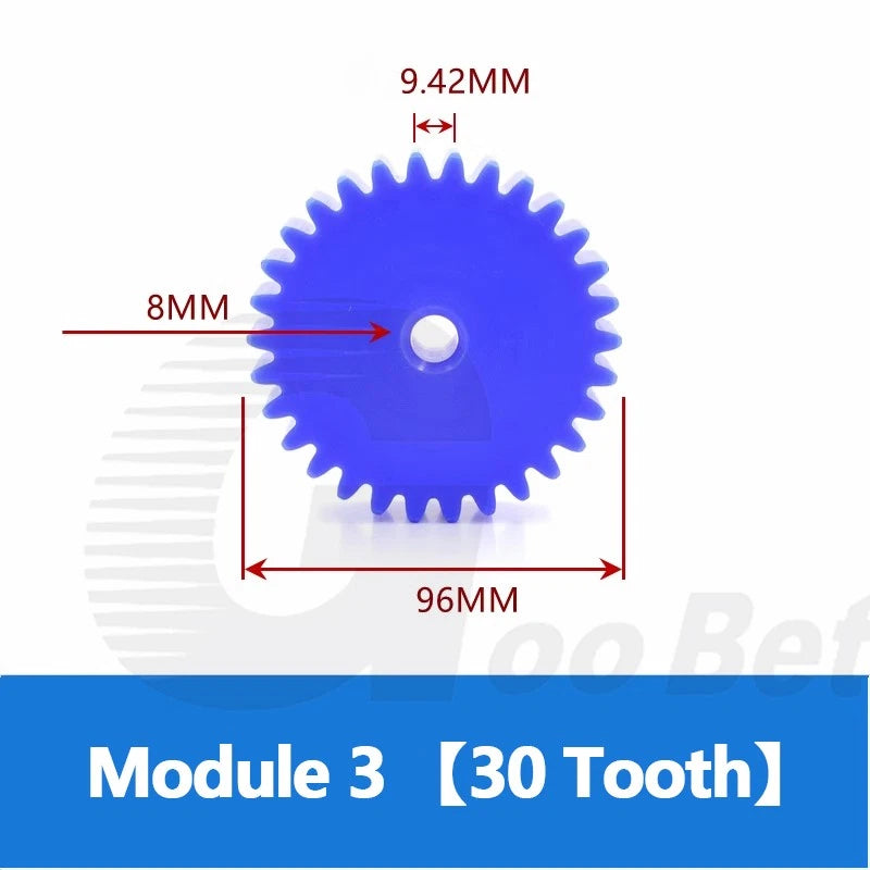 Module 3 Nylon Flat Gear Spur Gear Plastic 12-60 Tooth Pinion Motor Gear Blue