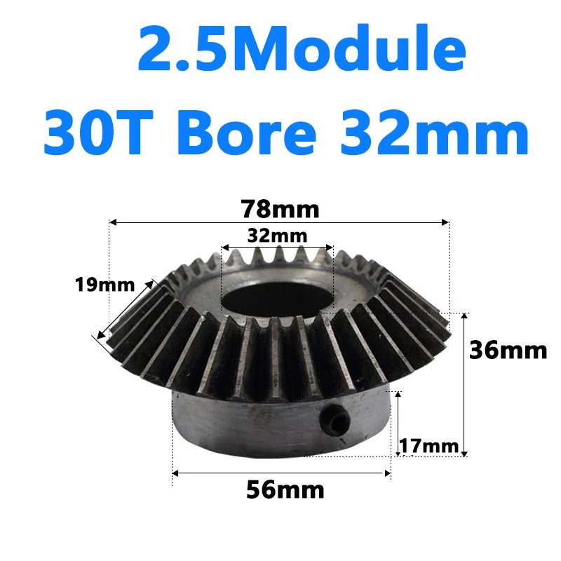 Bevel Gear 2.5 Module Ratio 1:1 Teeth 25 30 Bore Dia 12mm 14mm 15mm 16mm - 35mm