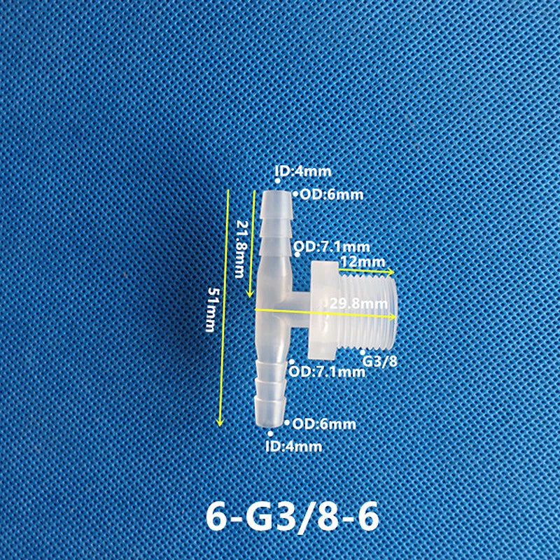 Plastic Male Thread 3-Way Hose Barb Connector — BSP & Metric, Equal Diameter