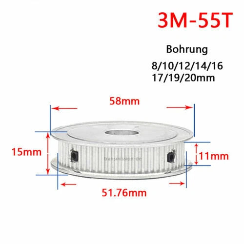 Timing Belt Pulley 3M 12T - 60T Synchronous Wheel for width 10 mm Timing Belts