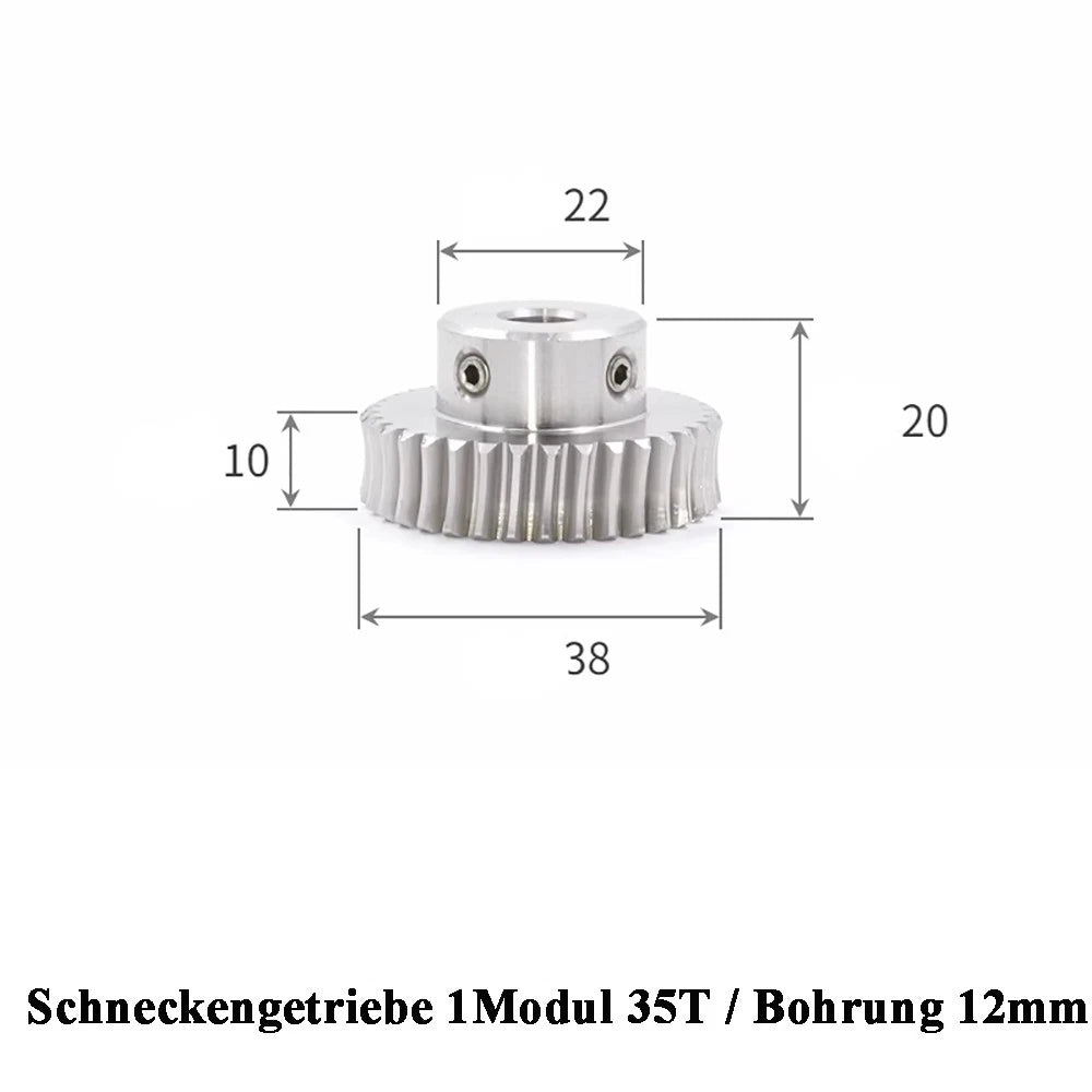 Stainless Steel A2 Module 1 Worm Shaft Worm Gear Wheel 15 to 60 Tooth Precision