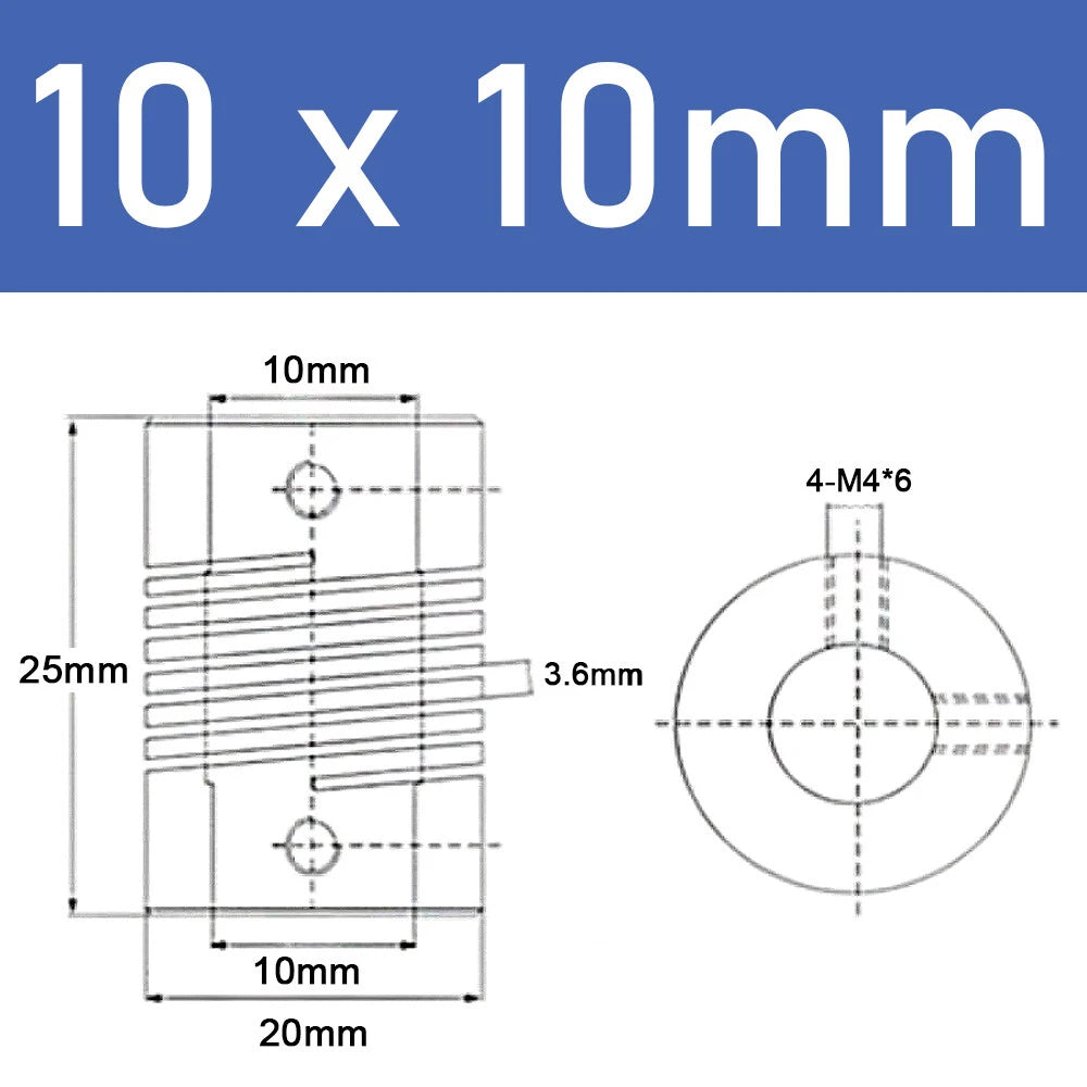 Inner Orifice 5-10mm Flexible Shaft Coupling Rigid Stepper Motor Coupler D20*L25