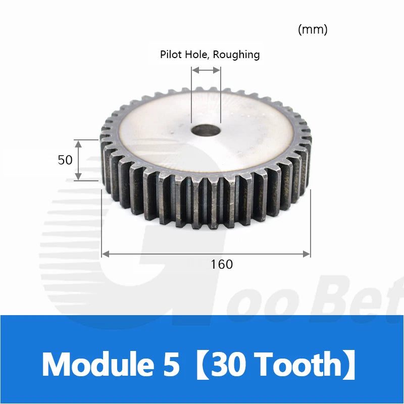 Module 5 Spur Gear C45 Steel 12 to 40 Tooth Motor Pinion Cogwheel Hardened Flat