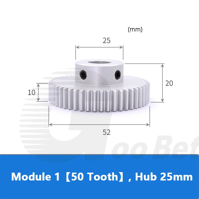 Spur Gear Module 1 Aluminium 12-60 Tooth with Hub Pinion Motor Gear Bore 4-16mm