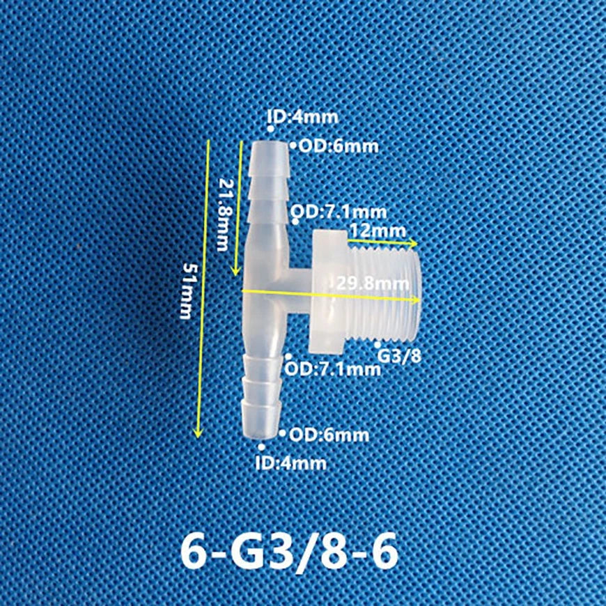 Plastic T Joiner Barbed X Male Thread Hose Connector Pipe Fittings Air Water