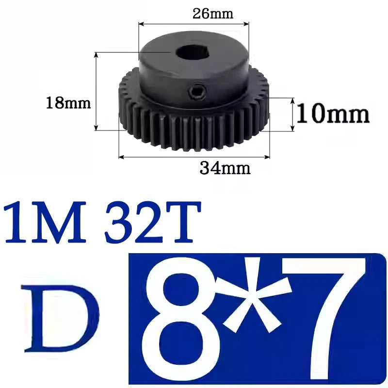 Spur Gears 1 Mod Transmission Gear With Step 45# Steel Pinion Motor Gear 30T~44T