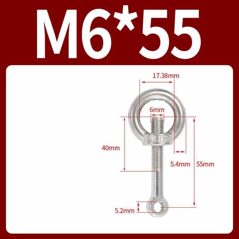 A2 Stainless Steel Eye Bolts with Nut — M5 M6 M8 M10 M12 Threaded Ring Screws - HomeDIYer