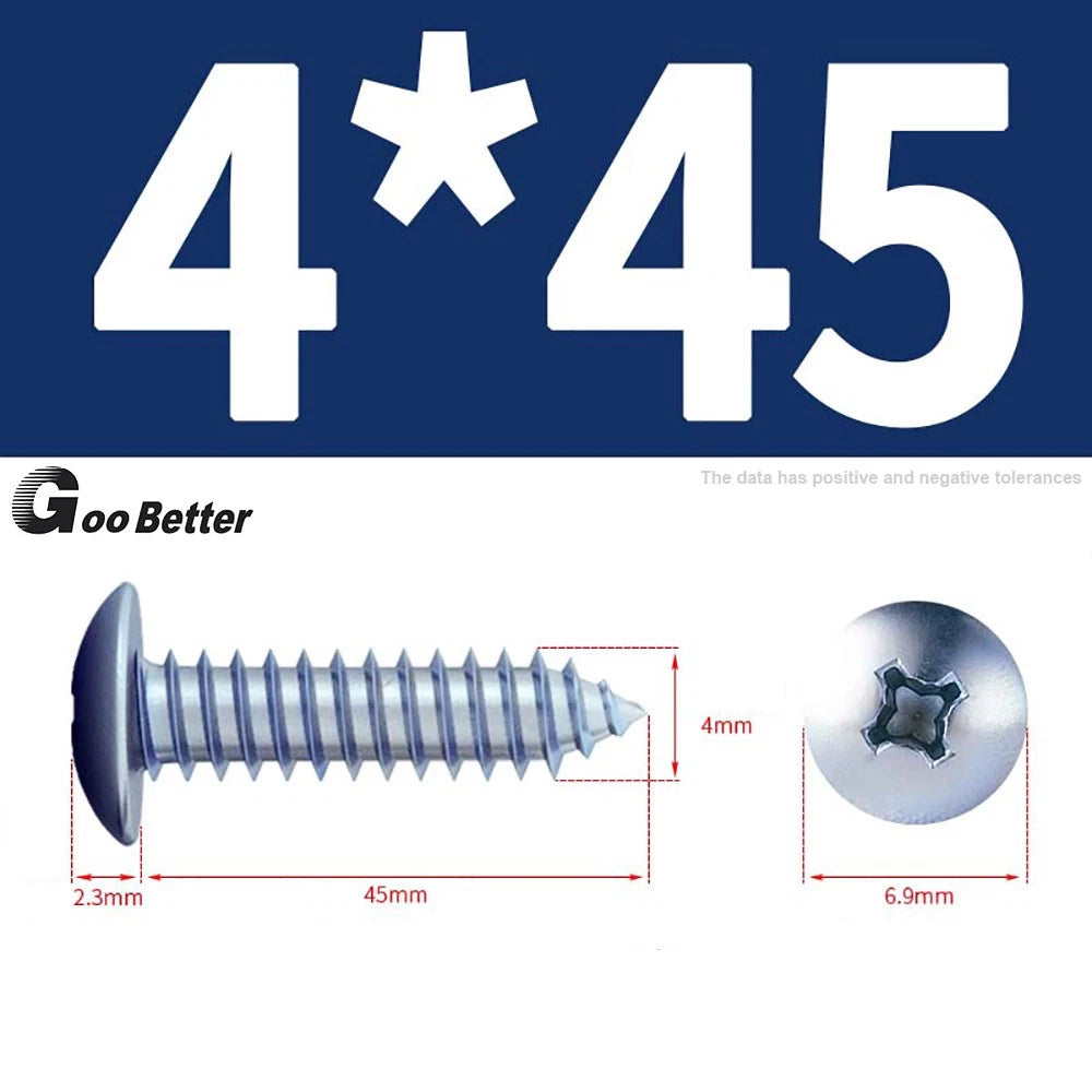M3 M4 M5 M6 Pan Head Self Tapping Screws – Zinc Plated Carbon Steel