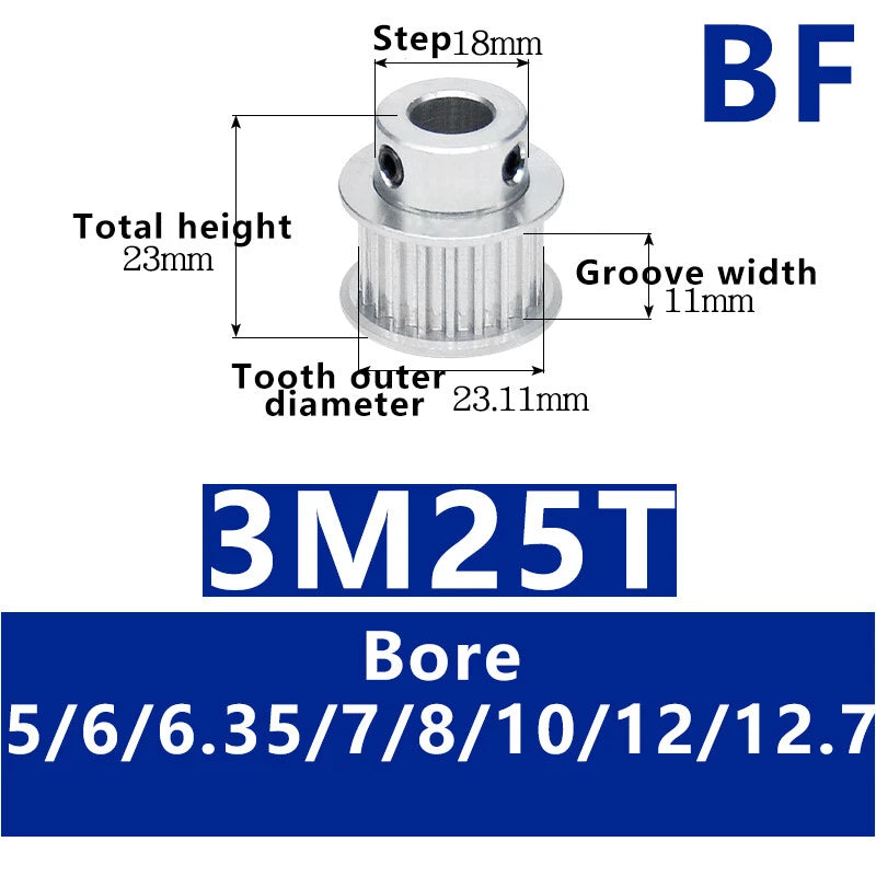 3M 20T~120T Synchronous Wheel Timing Belt Pulley With Step For 10 mm Width Belt