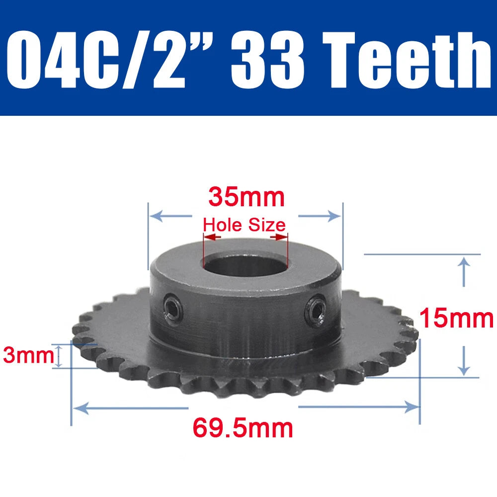 45#Steel Roller Chain Sprocket Wheel 04C Pitch 6.35mm 21~26 Teeth Bore 8~25mm