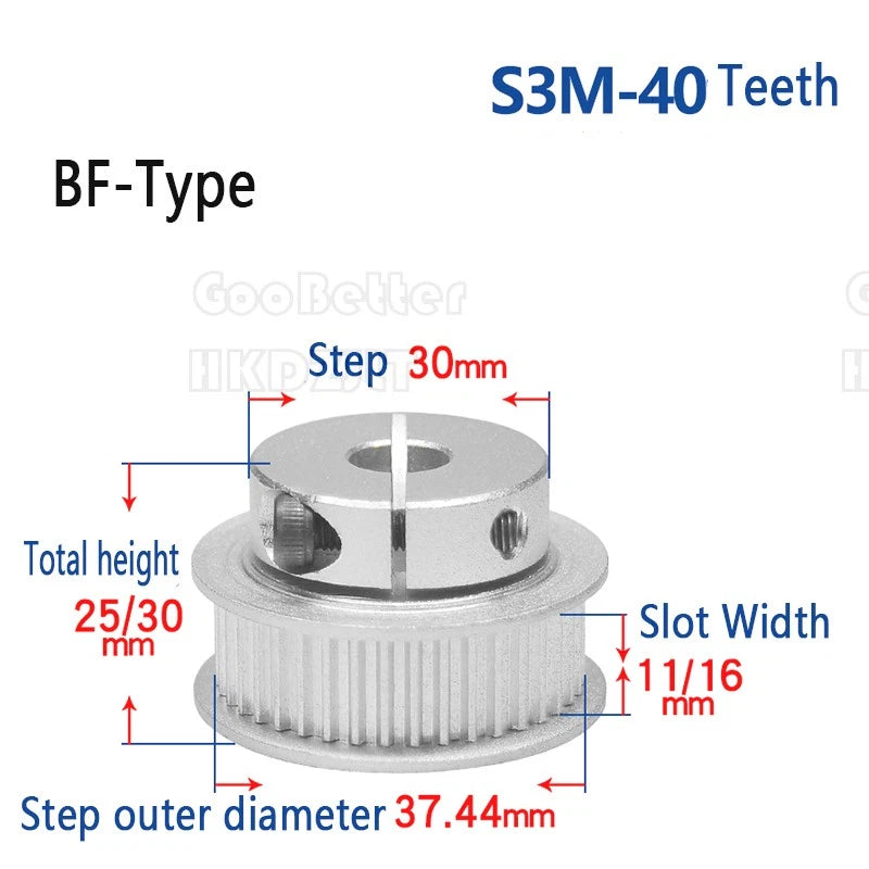 S3M Timing Belt Pulleys 20-60 Teeth 5-20mm Bore Synchronous Wheel Printer Clamp