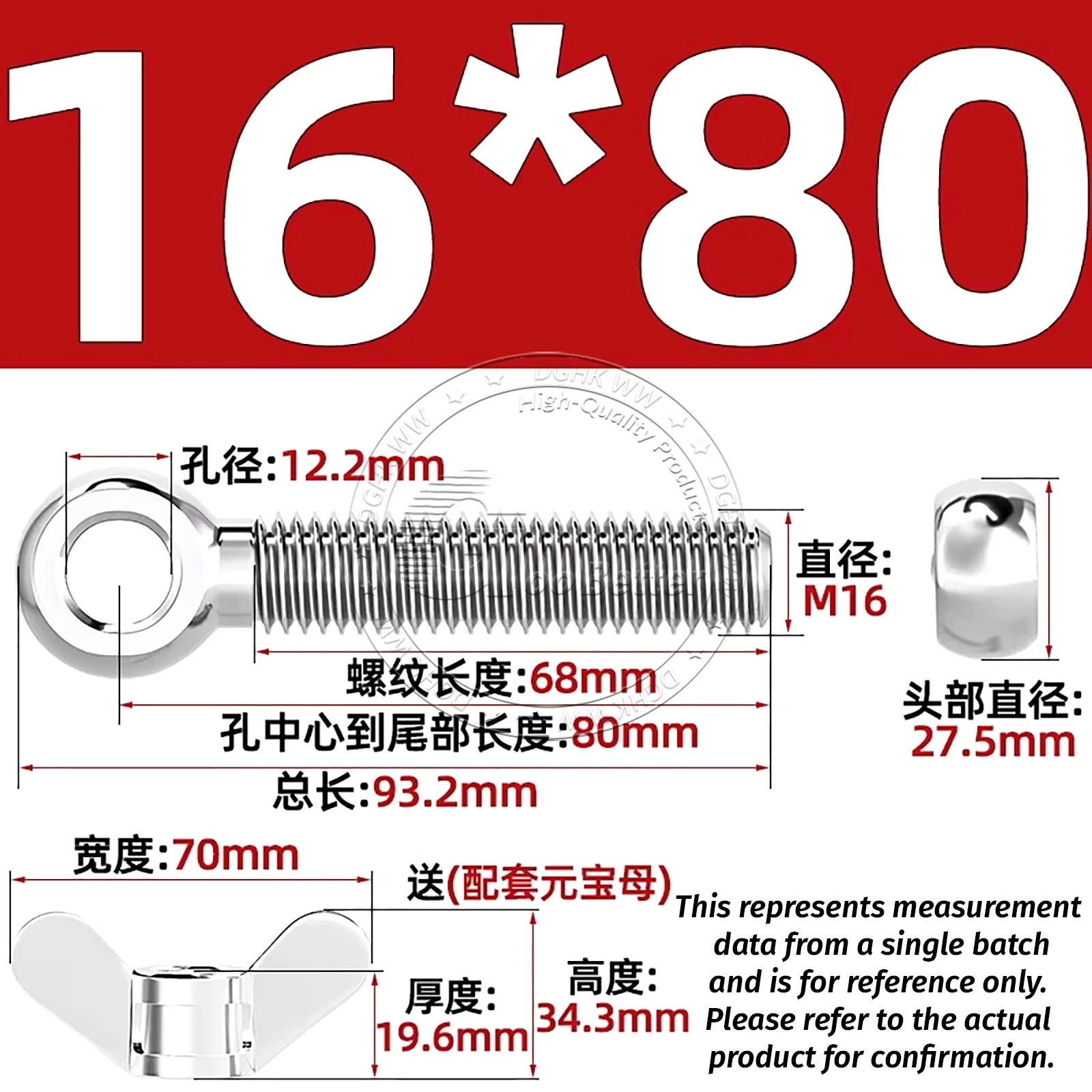 Eye Bolts with Nut — Forged Stainless Steel Threaded Ring Hanging Screws