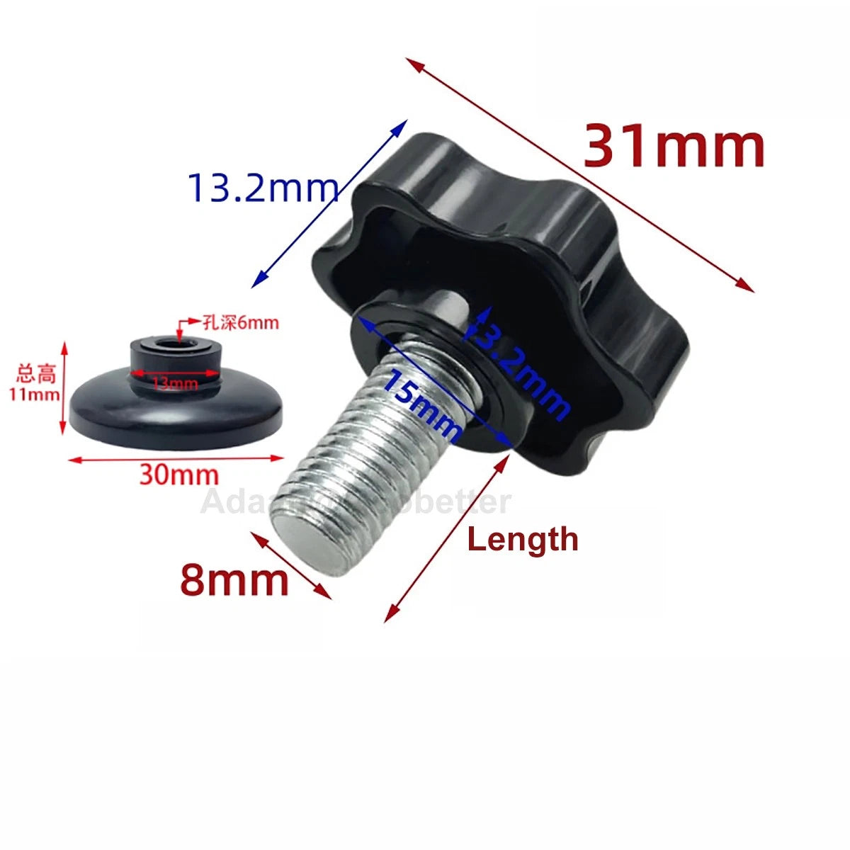 M6 M8 M10 Thumb Screws Hexalobular Star Disc Pressure Plate Hand Grip Knob Bolts