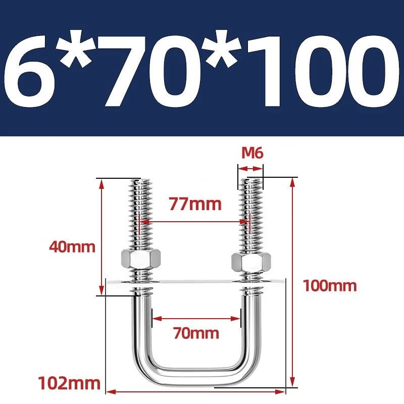 M6 U - Bolt with Plate and Nuts – Stainless Steel 304 (A2) for Trailer & Pipe Clamp - HomeDIYer