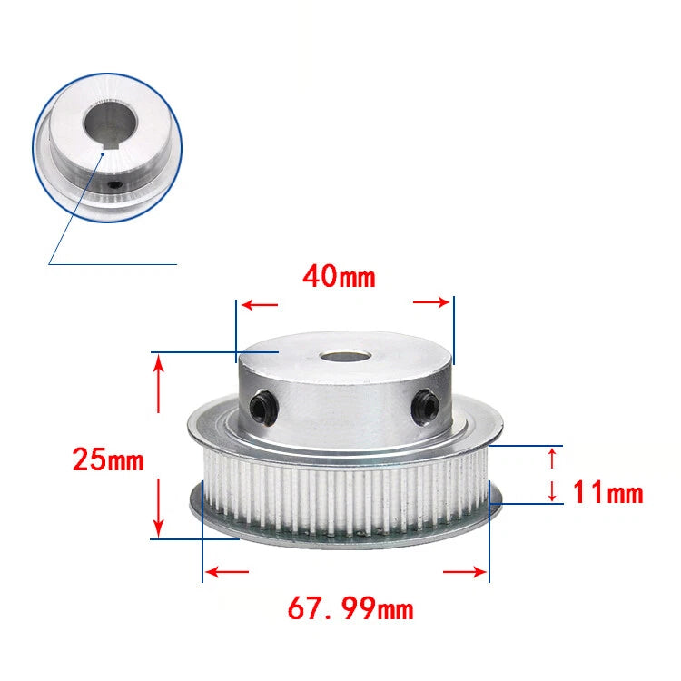 3M Timing Belt Drive Pulley BF-Type 15T-100T Bore 3-25mm For 10mm Width Belt