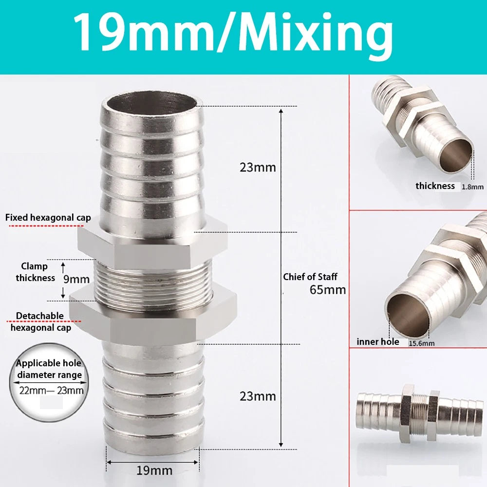Copper Straight Hose Connector Double-Sided Female Thread