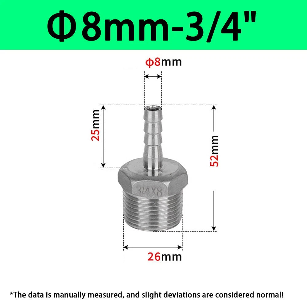 Male NPT Hose Barb Adapter Fittings – 316L Stainless Steel