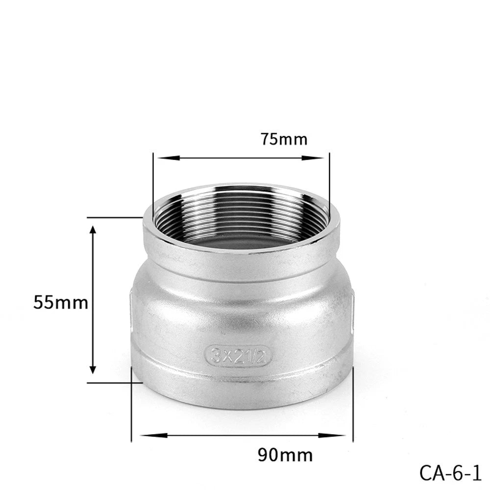 BSP Female Threaded Pipe Reducer Coupling — Stainless Steel A2, 1/2" to 4"