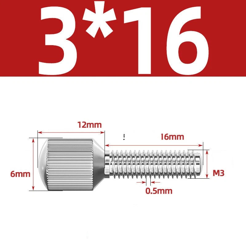 Knurled Thumb Screws – 304 Stainless Steel Small Head Thumbscrew Bolts M2–M8